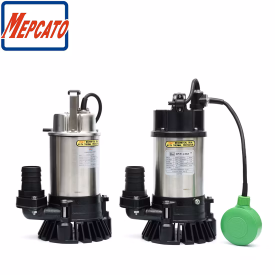 1HP Large Capacity Electric Stainless Steel Centrifugal Submersible Wastewater Muddy Water Discahrge Pump with Cutter for Construction Industrial Sites