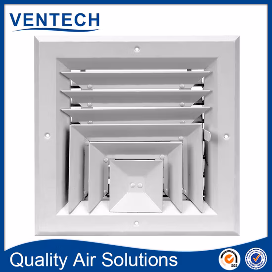 La persienne en aluminium a fait face au diffuseur carré réglable de plafond d'air d'alimentation de manière multi